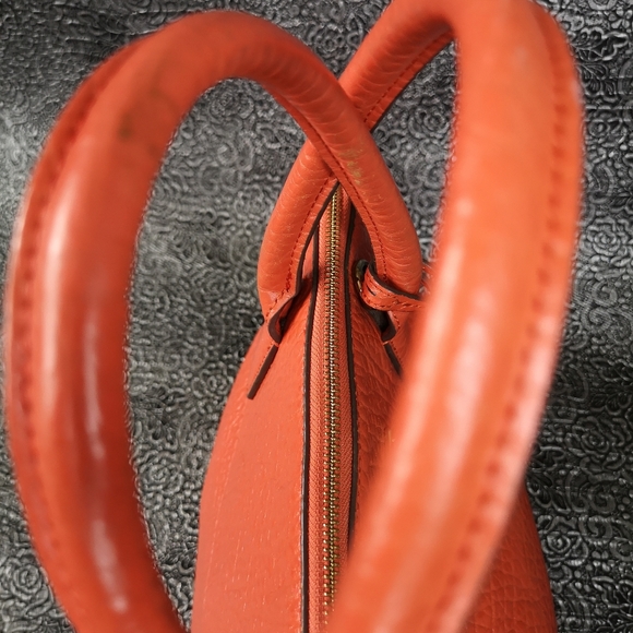 DKNY Orange Leather Dome  /  Satchel with Crossbody Strap - Picture 10 of 16